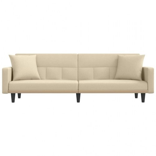 Sovesofa med 2 hynder i stof - cremefarvet