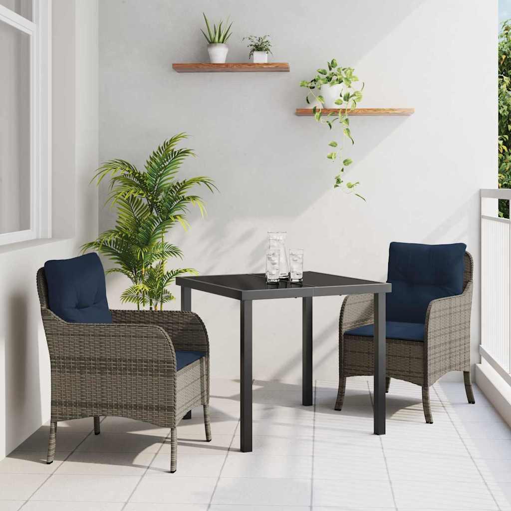Have Spisebordssæt med pude 3 stk Grå polyrattan billede