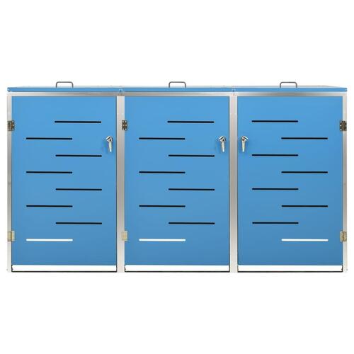 Tredobbelt skraldespandsskjuler 207x77,5x112,5 cm rustfrit stål