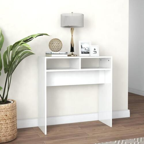 Konsolbord 78x30x80 cm spånplade hvid højglans