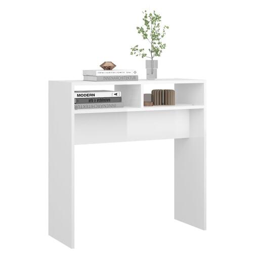 Konsolbord 78x30x80 cm spånplade hvid højglans