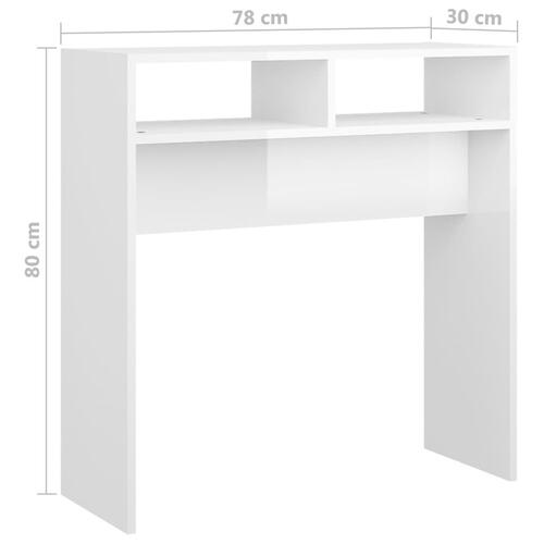 Konsolbord 78x30x80 cm spånplade hvid højglans