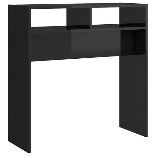 Konsolbord 78x30x80 cm konstrueret træ sort højglans