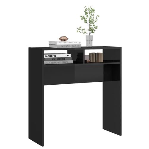 Konsolbord 78x30x80 cm konstrueret træ sort højglans
