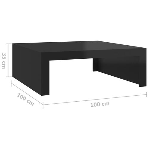 Sofabord 100x100x35 cm spånplade sort højglans
