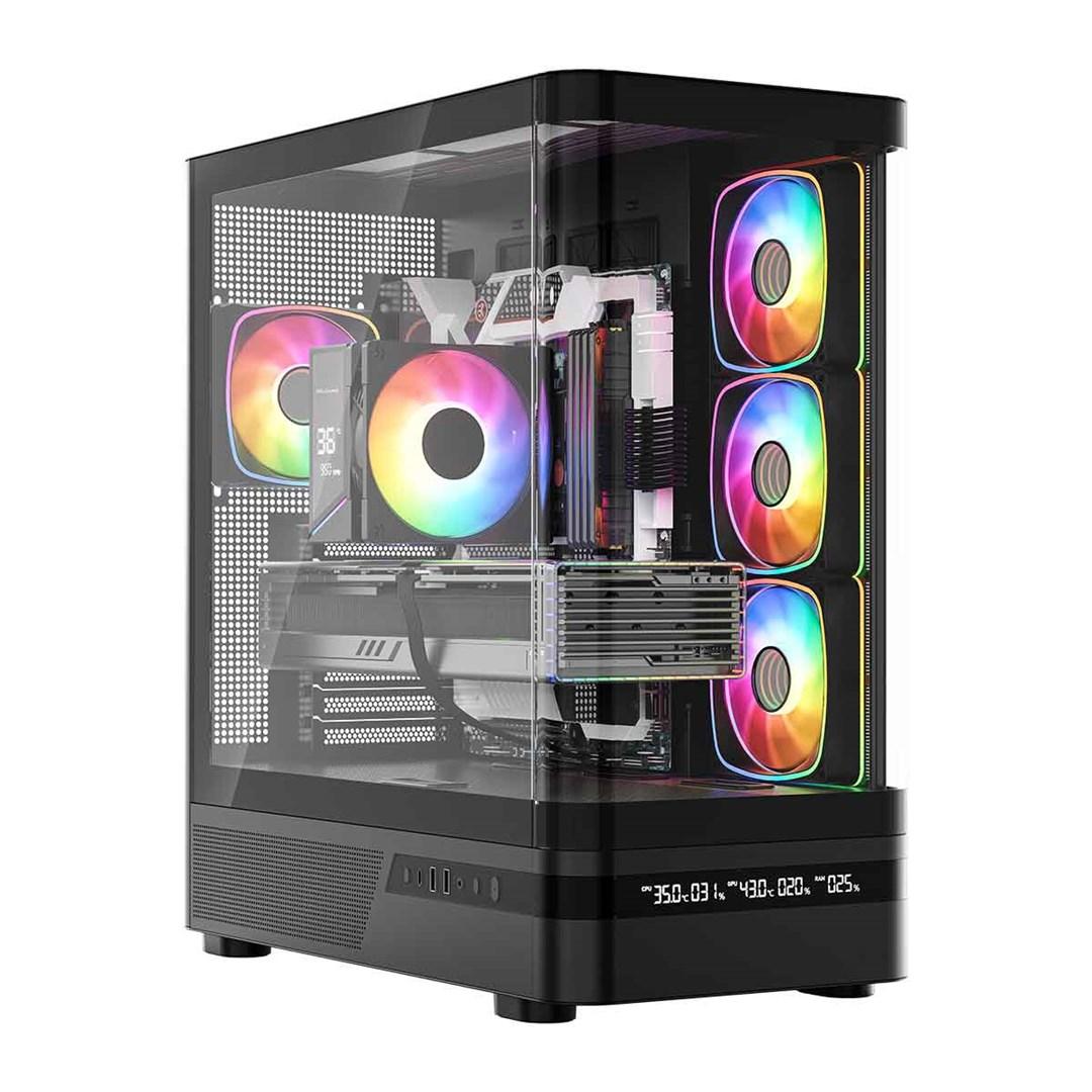 MODECOM Volcano AQ200 ARGB midi-tower - sort PC kabinet billede