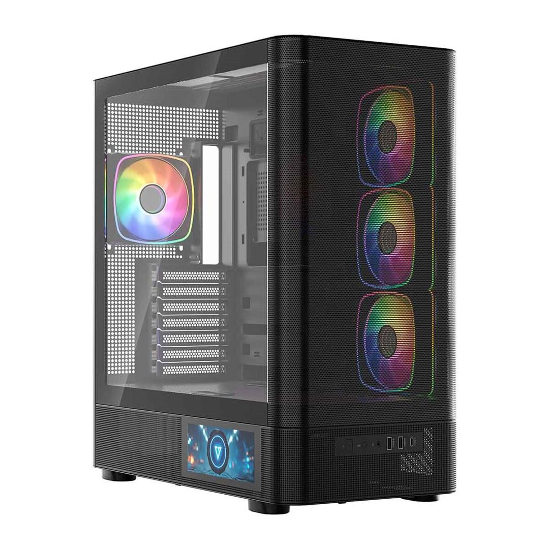 MODECOM Volcano AQ400 ARGB midi tower - sort PC kabinet billede