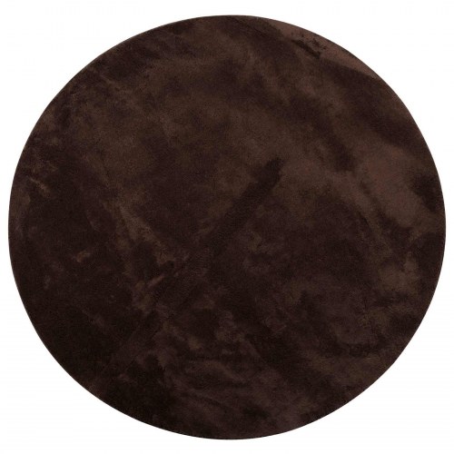 Rundt vaskbart tæppe med medium luv - brun Ø 100 cm, polyester
