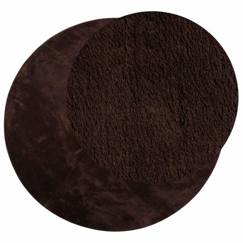 Rundt vaskbart tæppe med medium luv - brun Ø 100 cm, polyester