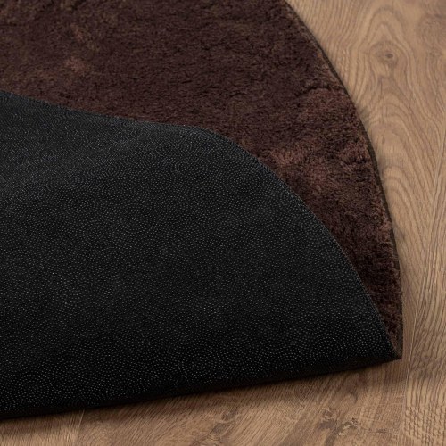 Rundt vaskbart tæppe med medium luv - brun Ø 100 cm, polyester