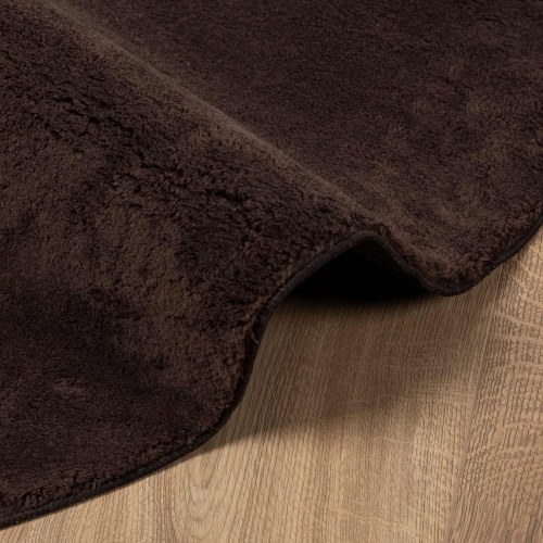 Rundt vaskbart tæppe med medium luv - brun Ø 100 cm, polyester
