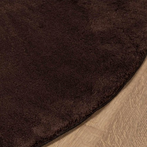 Rundt vaskbart tæppe med medium luv - brun Ø 100 cm, polyester