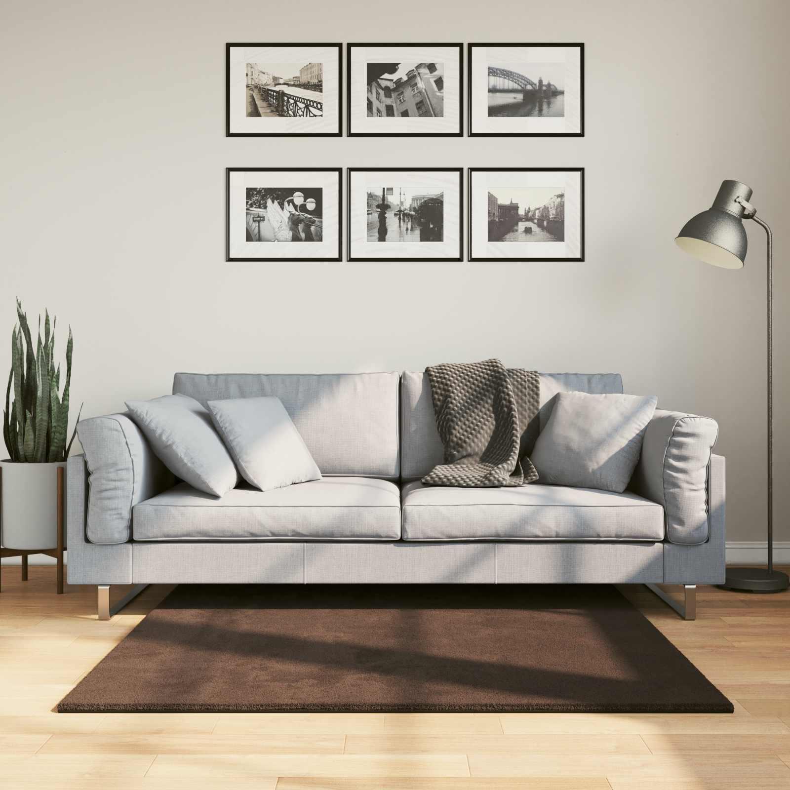 Områdetæpper Firkantet HUARTE Brun 120 x 120 cm Polyester billede