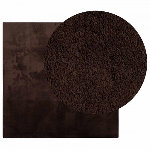 Blødt vaskbart gulvtæppe med medium luv - brun 120 × 120 cm (HUARTE)