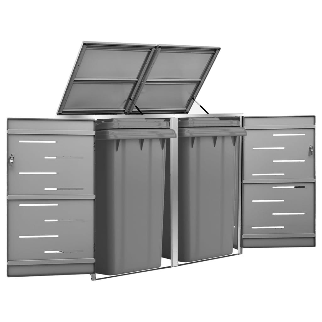 Dobbelt skraldespandsskjuler 138x77,5x112,5 cm rustfrit stål