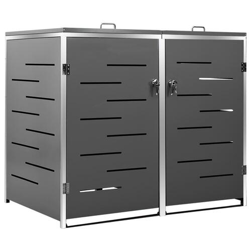 Dobbelt skraldespandsskjuler 138x77,5x112,5 cm rustfrit stål