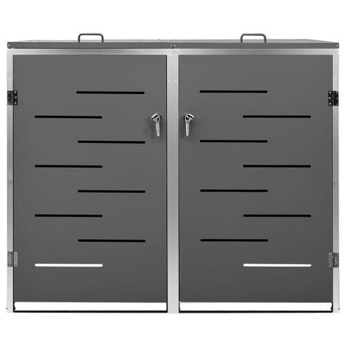 Dobbelt skraldespandsskjuler 138x77,5x112,5 cm rustfrit stål