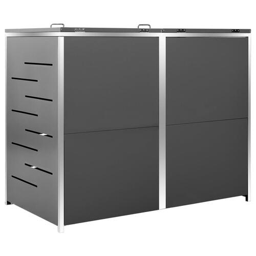 Dobbelt skraldespandsskjuler 138x77,5x112,5 cm rustfrit stål