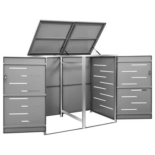 Dobbelt skraldespandsskjuler 138x77,5x112,5 cm rustfrit stål