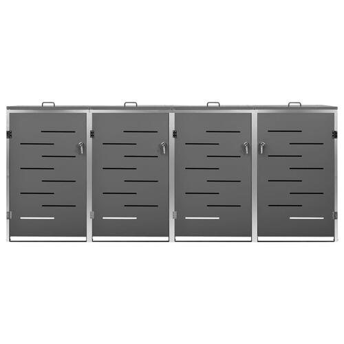 Firedobbelt skraldespandsskjuler 276,5x77,5x112,5 rustfrit stål