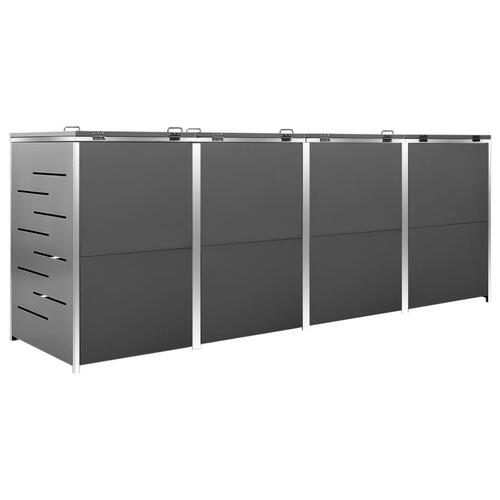 Firedobbelt skraldespandsskjuler 276,5x77,5x112,5 rustfrit stål