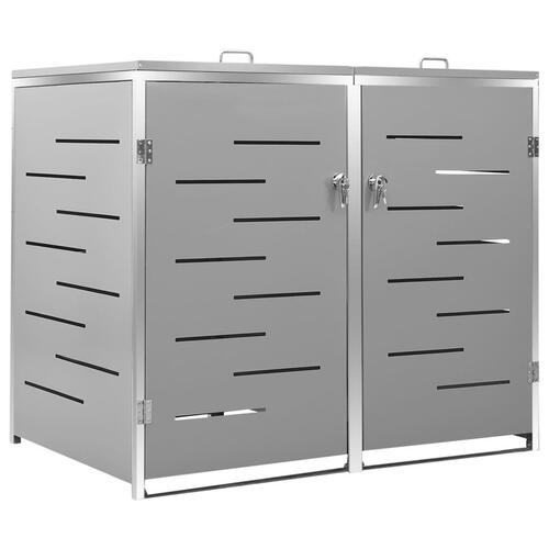 Dobbelt skraldespandsskjuler 138x77,5x112,5 cm rustfrit stål