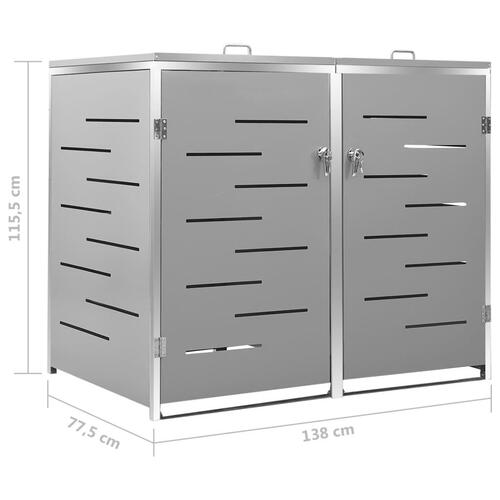 Dobbelt skraldespandsskjuler 138x77,5x112,5 cm rustfrit stål