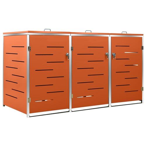 Tredobbelt skraldespandsskjuler 207x77,5x112,5 cm rustfrit stål