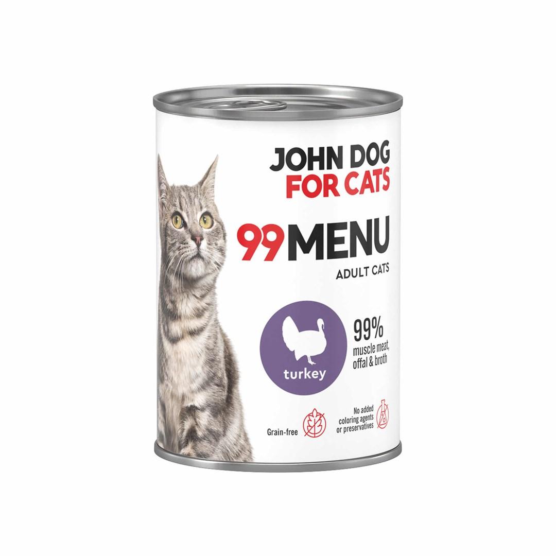 JOHN DOG 99 Menu Kalkun – vådfoder til voksne katte, 400 g billede
