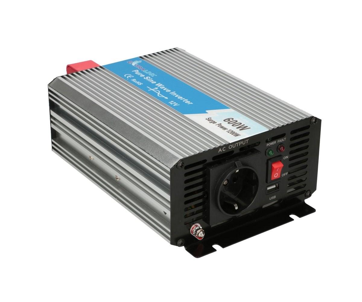 Extralink spændingsomformer OPIP-600W – 12 V til 230 V, 600 W ren sinus billede