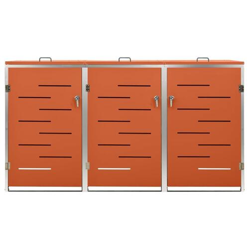 Tredobbelt skraldespandsskjuler 207x77,5x112,5 cm rustfrit stål