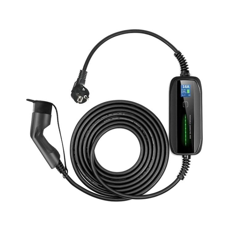 Extralink BS-PCD030 bærbar elbiloplader 16 A 3,6 kW - Schuko, 1-faset, 5,5 m, LCD, IP67 billede