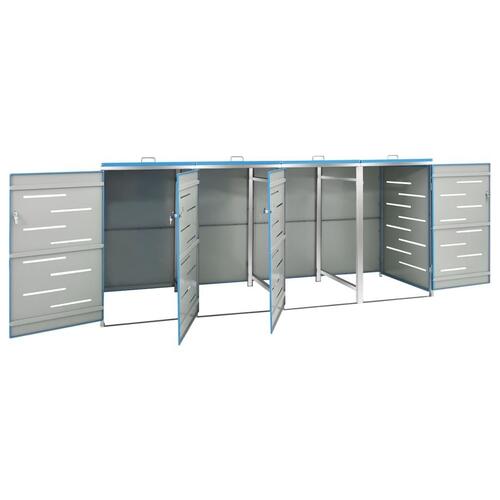Firedobbelt skraldespandsskjuler 276,5x77,5x112,5 rustfrit stål