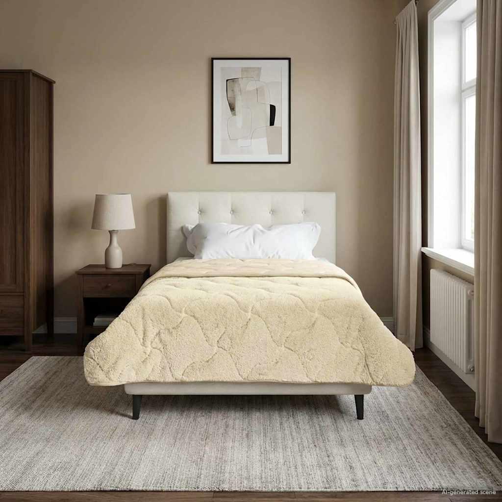 Sommerdyne 135 × 200 cm - creme mikrofiber med teddy fleece