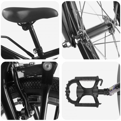 Børnecykel 20 tommer til børn i alderen 6-11 år Sort