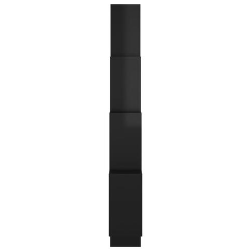 Væghylde 90x15x119 cm kubeformet spånplade sort højglans