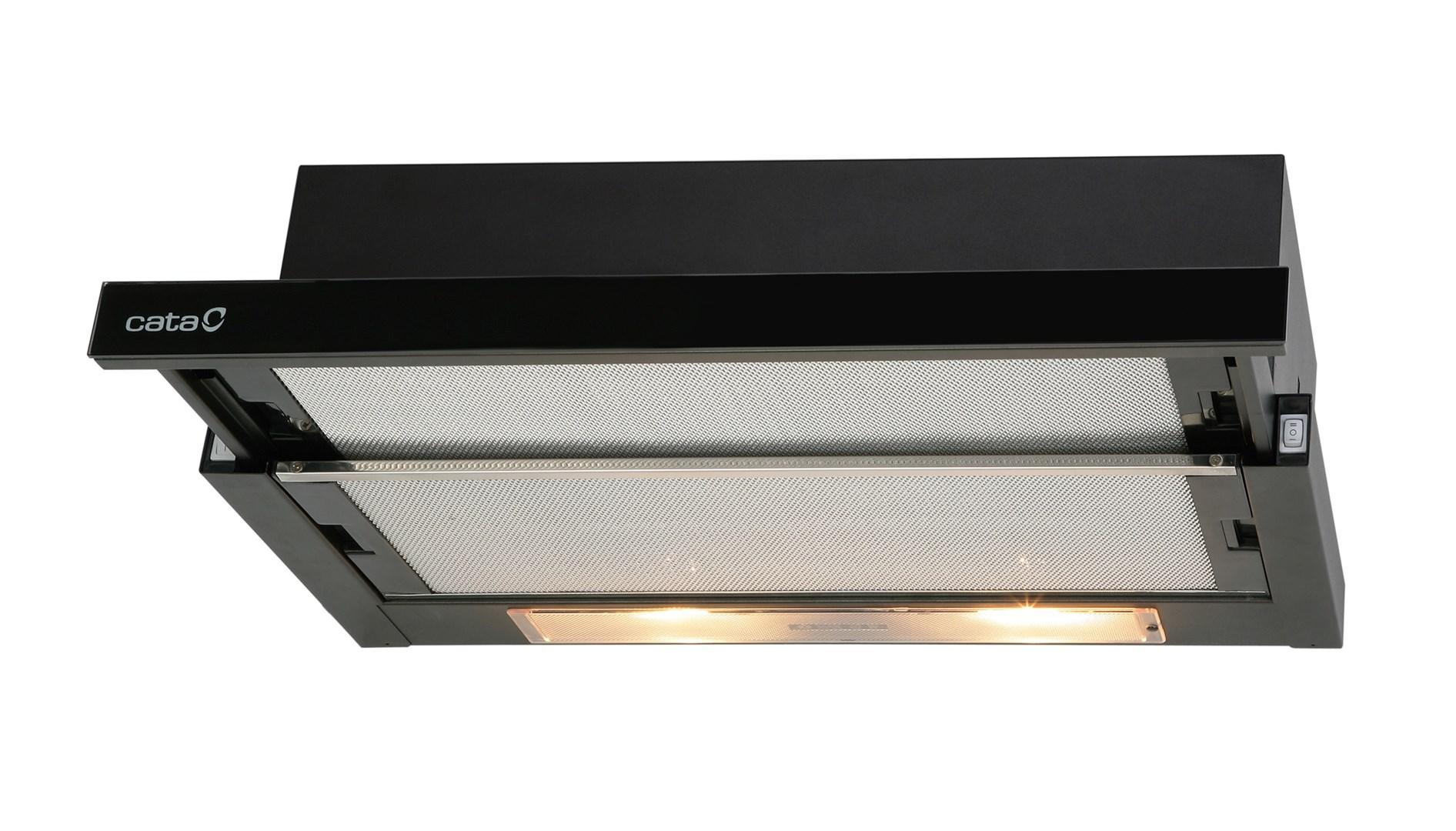 Cata TF 2003 600 GBK teleskopisk emhætte 60 cm - sort glas, LED, kanaltilslutning billede