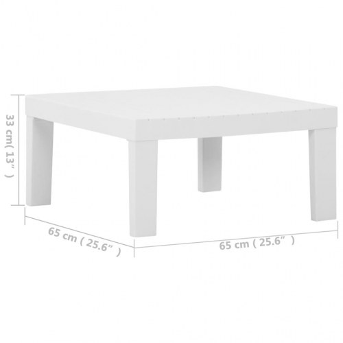 Loungebord til haven i plastik - hvid, 65 × 65 × 33 cm