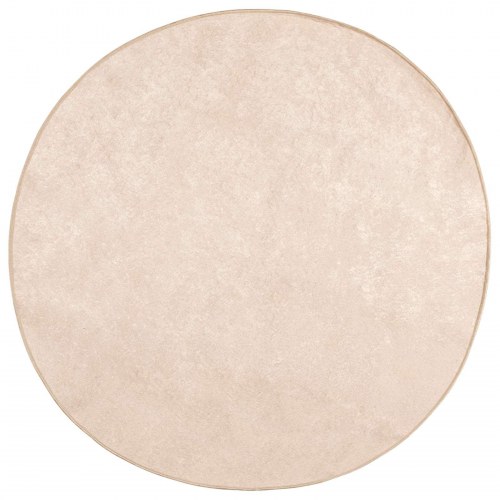 Rundt tæppe i creme 120 x 120 cm - polyester velour med skridsikker PVC-bagside