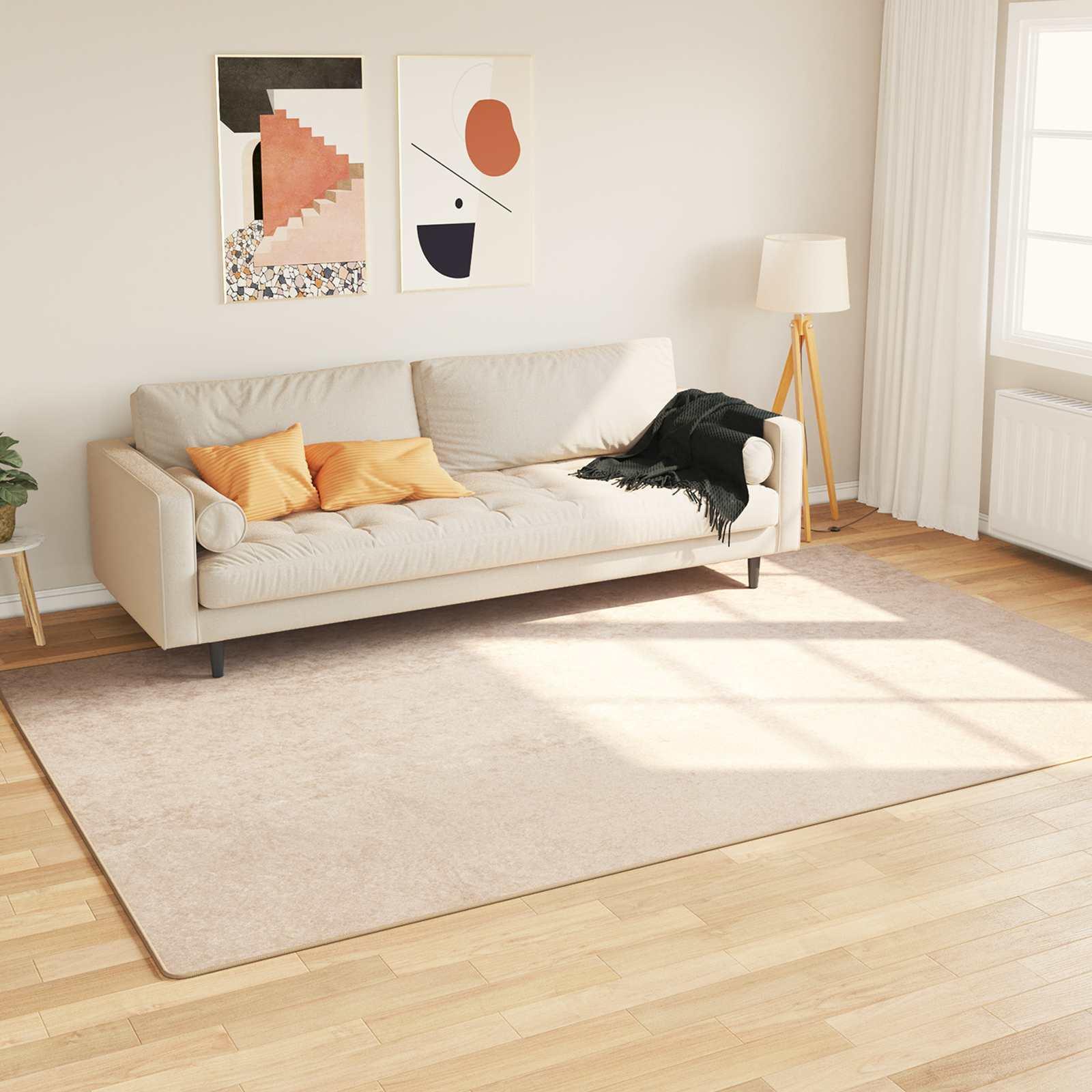 Tæppe Print Creme 230 x 150 cm Polyester og PVC billede