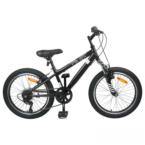 Kids Mountain Bike 24 tommer 6-Speed til 8-12 år Sort