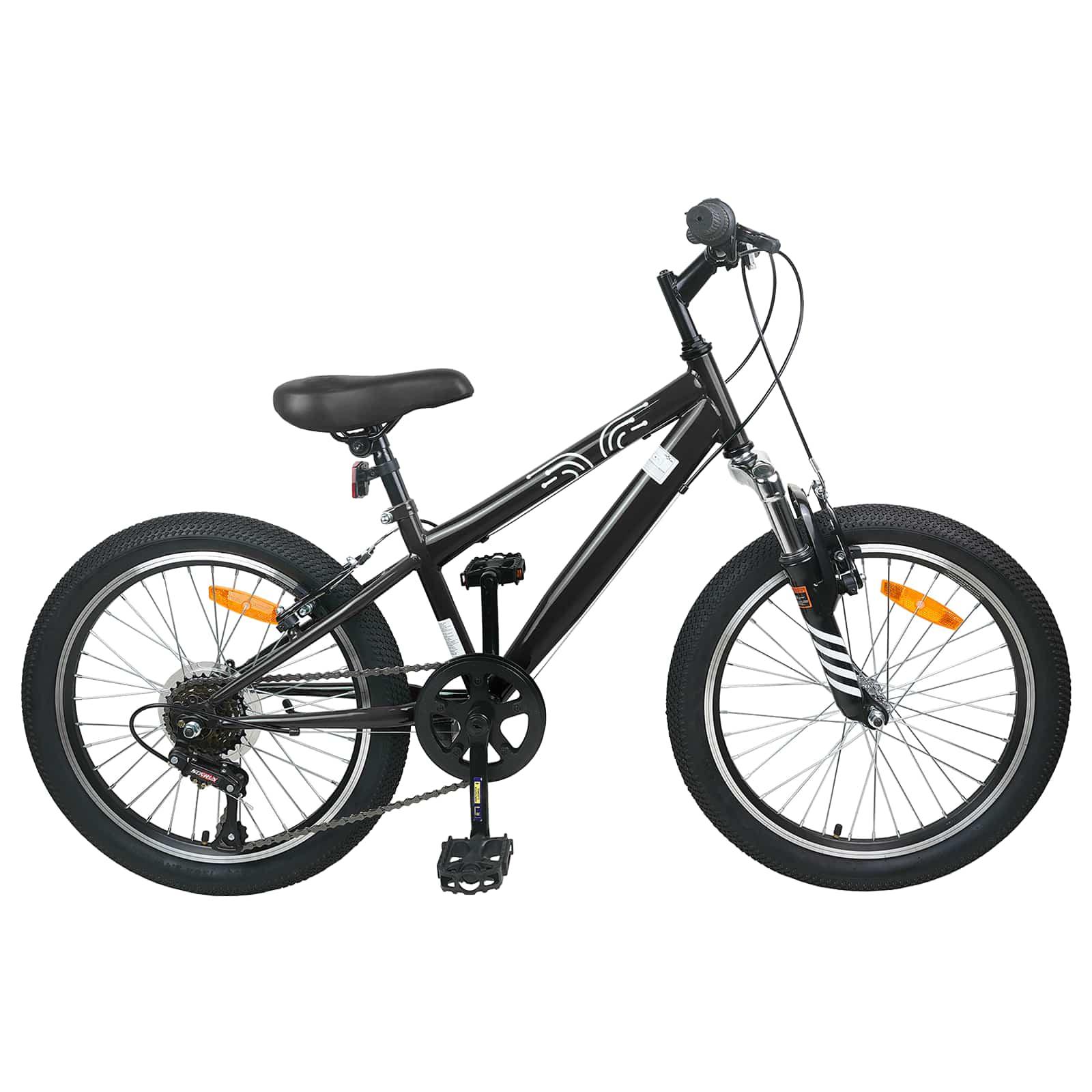 Kids Mountain Bike 24 tommer 6-Speed til 8-12 år Sort