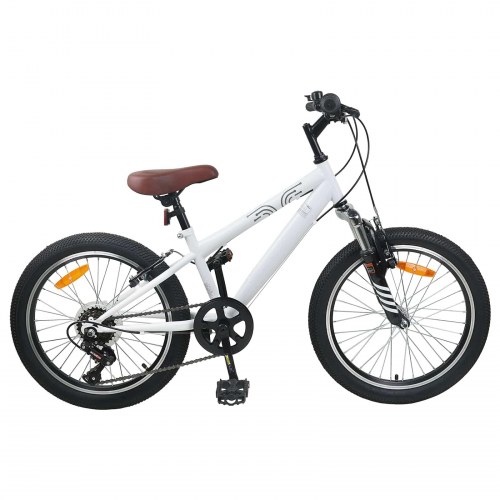 Kids Mountain Bike 24 tommer 6-Speed til 8-12 år Hvid