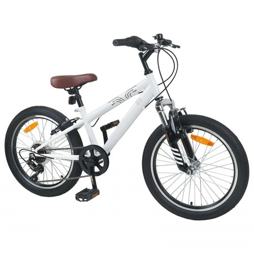 Kids Mountain Bike 24 tommer 6-Speed til 8-12 år Hvid