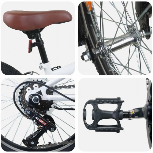 Kids Mountain Bike 24 tommer 6-Speed til 8-12 år Hvid