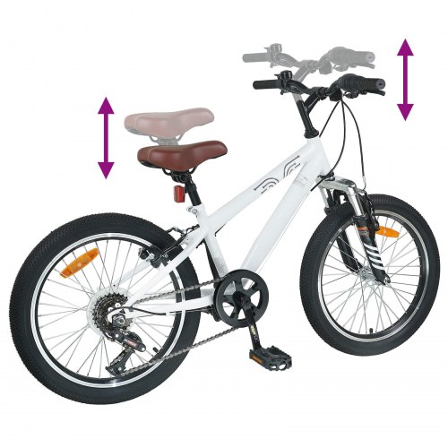 Kids Mountain Bike 20 tommer 6-Speed til 5-8 år gamle Hvid