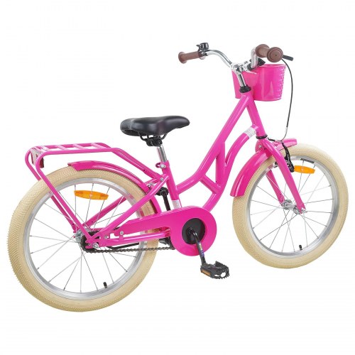 Børnecykel 24" til 8-12 år - mørk pink, stålramme og kurv