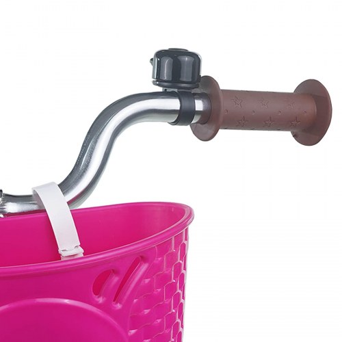 Børnecykel 24" til 8-12 år - mørk pink, stålramme og kurv