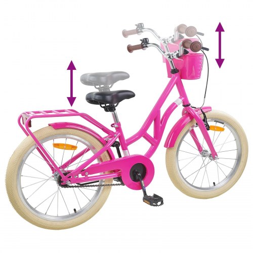 Børnecykel 24" til 8-12 år - mørk pink, stålramme og kurv