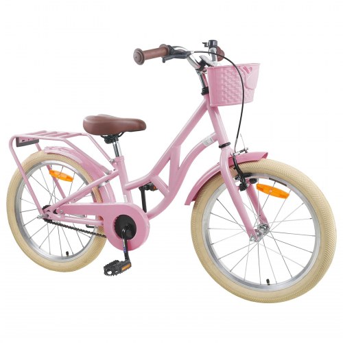 Børnecykel 24" til 8-12 år - lys pink, stålramme og kurv